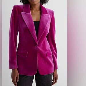 NWT Express Women's Pink Magenta Velvet Blazer Size XS